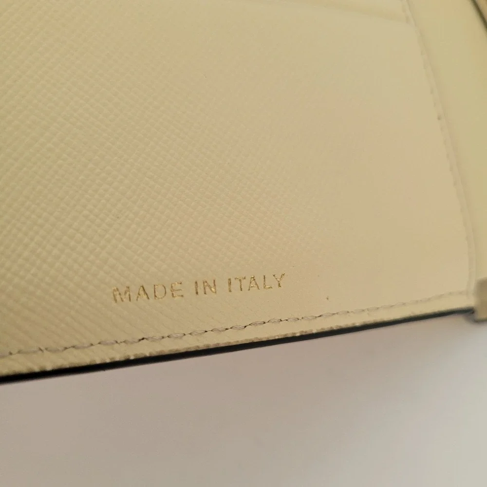 Marni Saffiano Leather Bifold Wallet Cream Yellow Colorblock Made in Italy